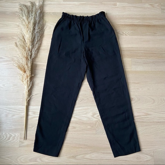 Club Monaco | Black Elastic Waist Paper Bag Trousers | size 0 - Picture 6 of 10